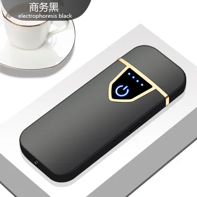 Бизнес Стиль Зарядка электрическая электронная USB Зажигалка плазменная зажигалка подарок для курения сигаретные инструменты перезаряжаемая - Цвет: Black Brushed