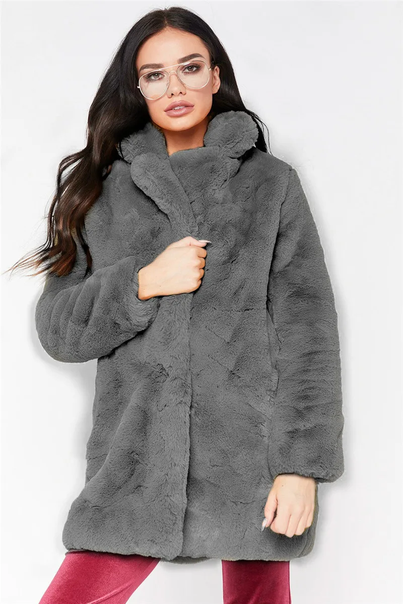 Зимний теплый плюшевый мишка, пальто из искусственного меха, куртка, Женская Повседневная приталенная пушистая винтажная верхняя одежда, модный джемпер