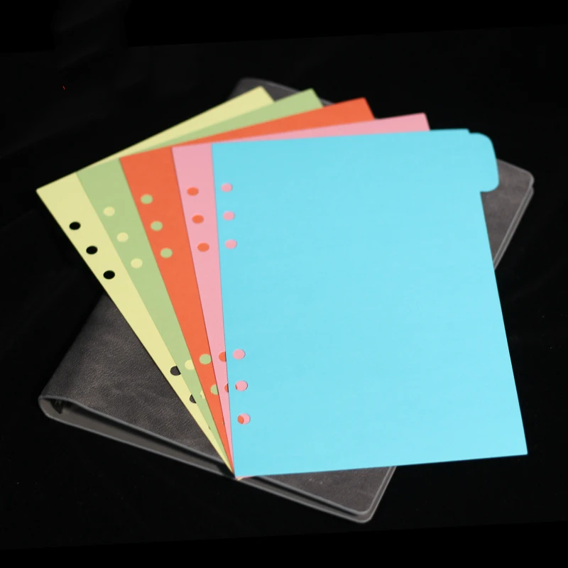 

5pcs/set binder dividers a6 subject index divider for notebook Refill Papers for planner Office Supplies Stationery 6 holes