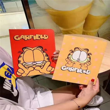 

Case for iPad 56789 air1/2 9.7inch common Cute Garfield pattern Stand Smart Cover PU Leather Cases