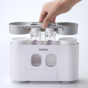 

Toothbrush Storage Rack Bathroom Toothbrush Holder Set Squeeze Toothpaste Device HTML Bathroom Tools Accessories