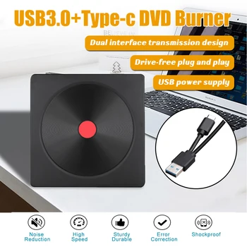 

Universal Type C USB 3.0 External DVD/CD/ VCD Burner RW SVCD Drive Player Optical Drive for Mac/PC/Apple Laptop/OS/Windows
