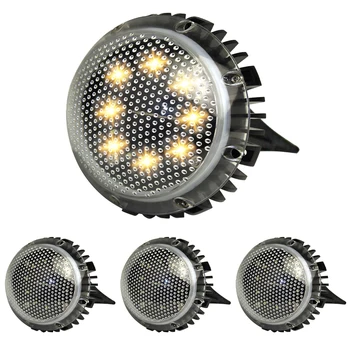 

4pcs 8 LED Driveway Disk Lamp IP67 Waterproof Round ABS Solar Ground Lights Yard Lawn Outdoor Pathway Landscaping Easy Install