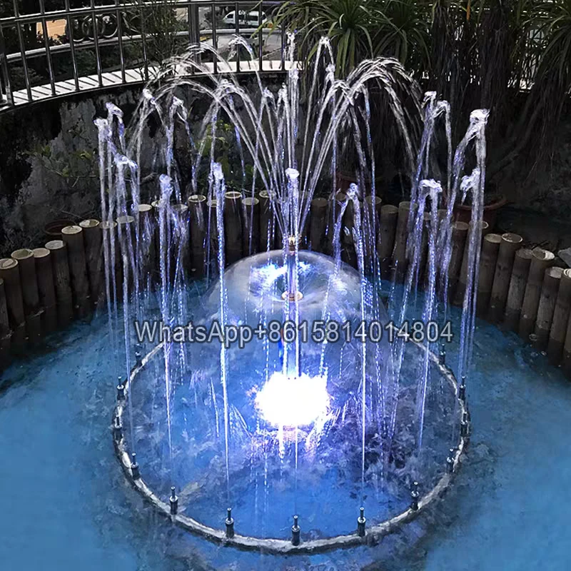 Garden Fish Pond Ss Feature Fountain,with Led Color Lights Mushroom