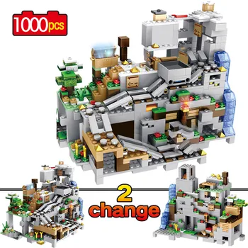 

1000pcs Building Blocks Compatible My World The Mountain Cave With Elevator Bricks education Toys For Children