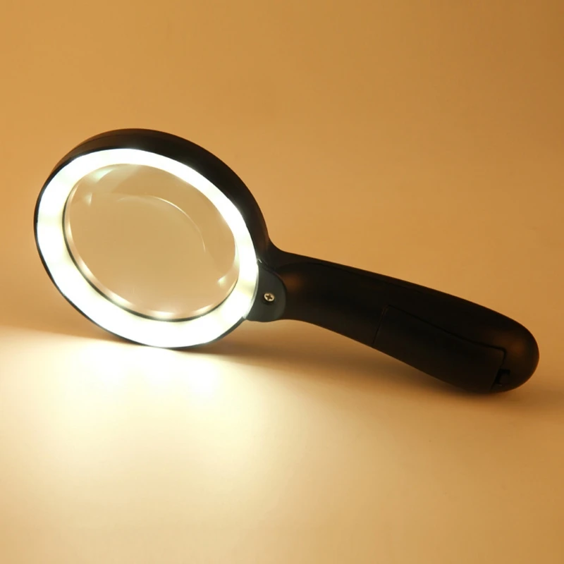 Lighted Magnifying Glass 10X Hand held Large Reading Magnifying Glasses