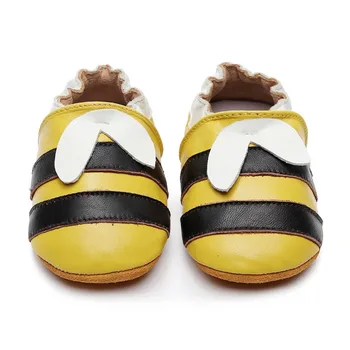 

0-24M Baby Boy Girl Breathable Cute Bee Pattern Patchwork Anti-Slip Leahter ShoesFirst Walkers