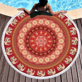 

Sea Turtle Round Beach Towel with Tassel Marine Life Cloth Boho Yoga Mats Diameter 150cm Printed Bohemia Beach Blanket Towels