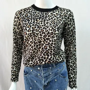 

Women Sweater New Leopard Round Neck Cashmere Comfort Fashion Women Cashmere Sweater