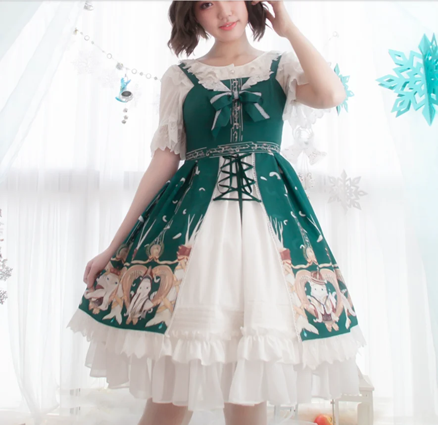 

rural style cute sweet lolita Vestidos Japanese girl kawaii vintage lolita jsk loli dress Ruffle bowknot princess Victoria cos