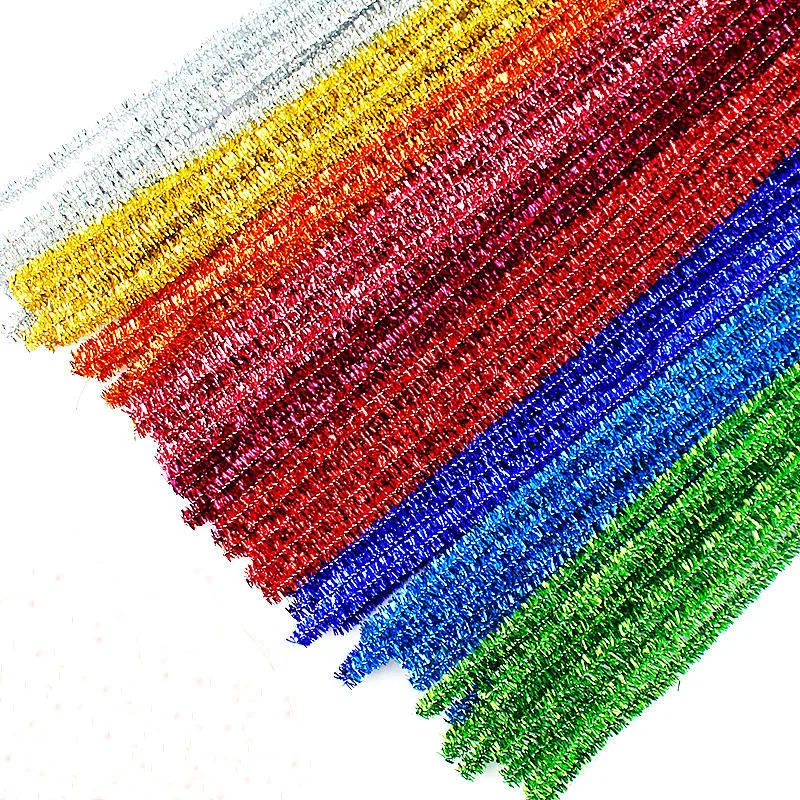 50/100Pcs 30cm Glitter Chenille Stems Pipe Cleaners Kids Educational Toys  Colorful Pipe Cleaner Toys Handmade