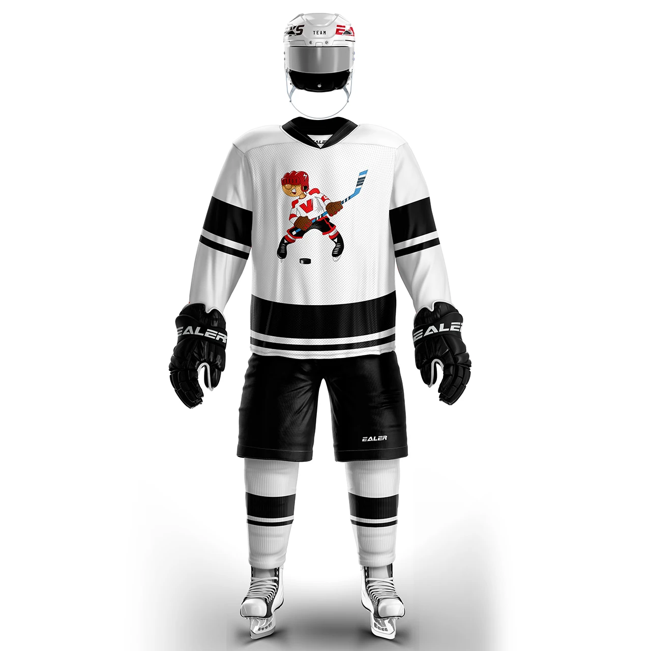 thumbnail image 1 of Camiseta de práctica de hockey sobre hielo personalizada blanca, ligera, fina y transpirable de alta calidad de la serie H400 y camiseta de calle grande (todos los tamaños), 1 of 5