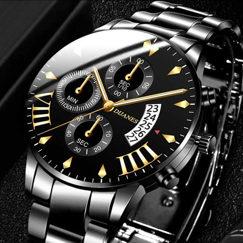 Reloj de pulsera de cuarzo de acero inoxidable para hombre, reloj Masculino clásico, de negocios, con calendario informal, 2021