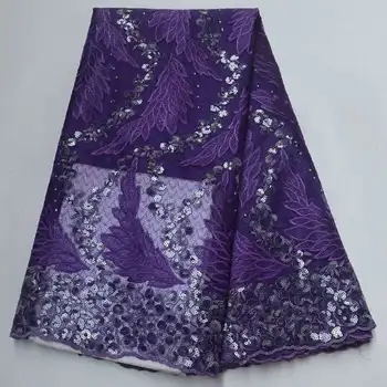 

New arrival Embroidered Nigerian Laces Fabric Bridal High Quality French Tulle Lace Fabric 5 yards For Women dress NAS015