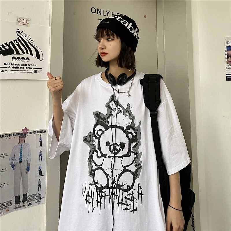 Винтажная Прямая поставка Корейская одежда Женская футболка Goth Y2K топы в стиле