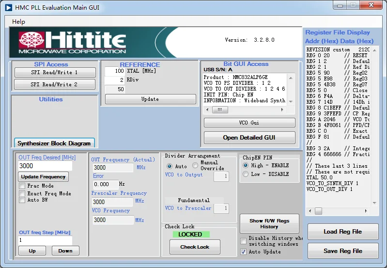 Для HMC 830 HMC PLL программатор Hittite официальная конфигурация программного обеспечения USB интерфейс