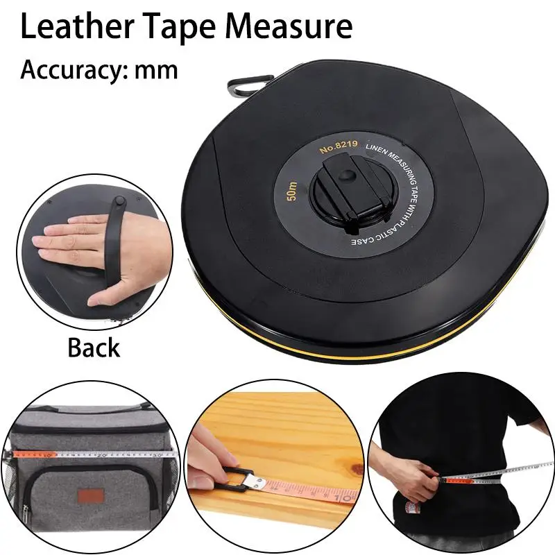 Glass Fibre Tape 50M Measuring Retractable Flexible Ruler Metric Gauge Measuring Tools for Building Engineering Woodworking