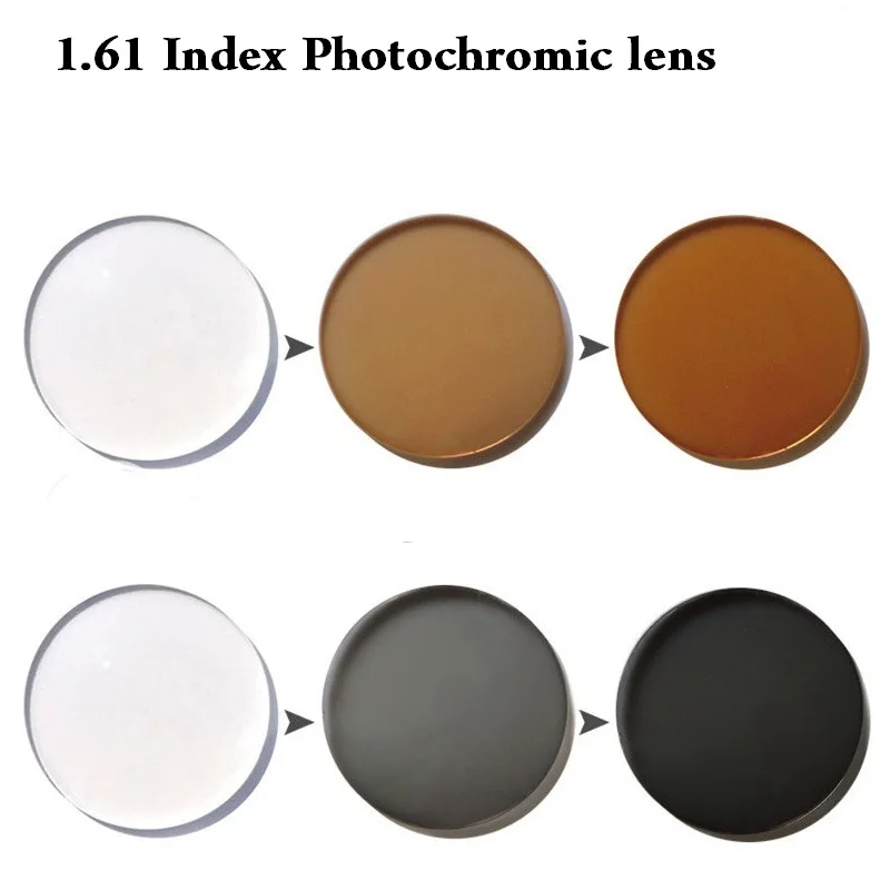 

Customized Aspheric 1.61 Index Photochtomic Glasses Lens Coating UV Glare anti sun UV400 change to brown/ grey