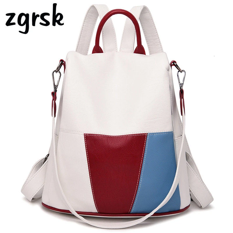 

School Backpacks For Teenagers Fashion Zipper Ladies Shoulder Bag Backpack PU Leather High Quality Mochila Feminina Plecak