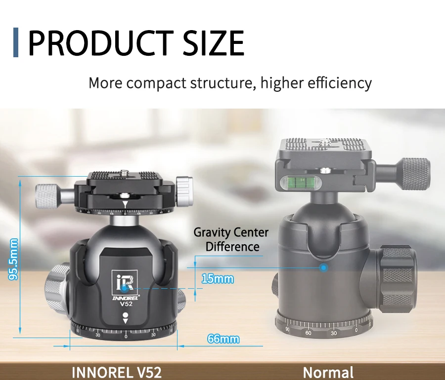 V52 / V44 / V36 Tripod Low Gravity Center Dual Panoramic Ball Head for Digital S