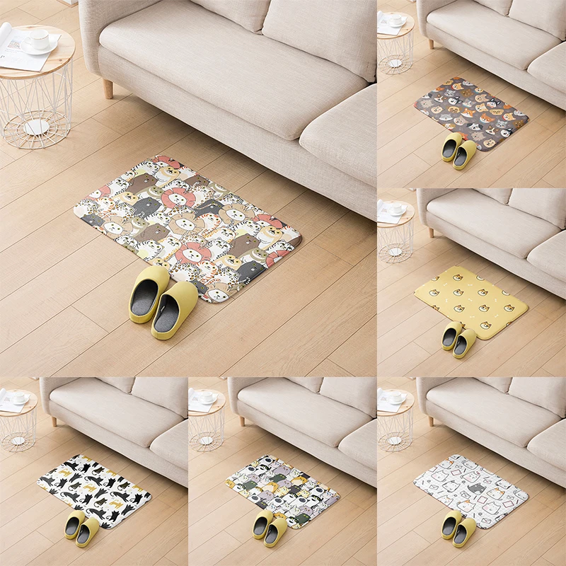 

Mini Animal Crossing Floor Mat Home Flannel PVC Carpet Non-Slip Absorbent Children Mat Kitchen Living Room Door Mat For Hallway