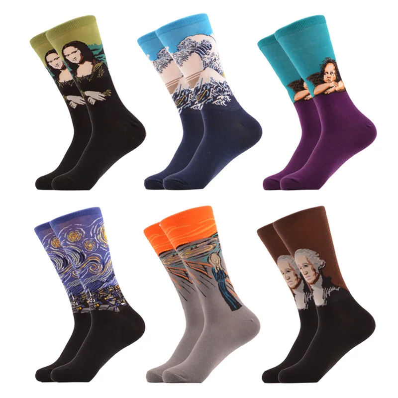 SANZETTI, 6 пар/лот, мужские повседневные носки из чесаного хлопка, Разноцветные носки с забавным узором, удобные носки для дня рождения, свадьбы, вечеринки, подарка - Цвет: 06684