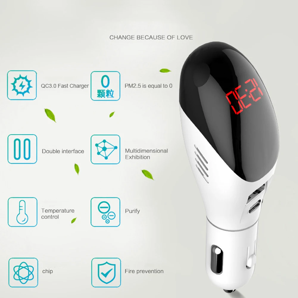 

USB Car Charger Anion Air Purifier Cargador Movil Carga Rapida Coche Celular fast Charging for Mobile Phone