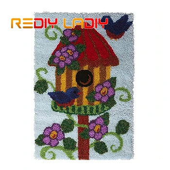 

Latch Hook Rug Kits Make Your Own Rug Bird House Crocheting Cushion DIY Carpet Rug Acrylic Yarn Printed Canvas Hobby & Crafts