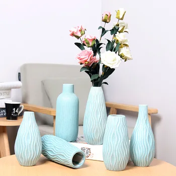 

European Style Blue Ceramics Vase Modern Fashion Ceramic Flower Vases Room Study Hallway Home Wedding Decoration