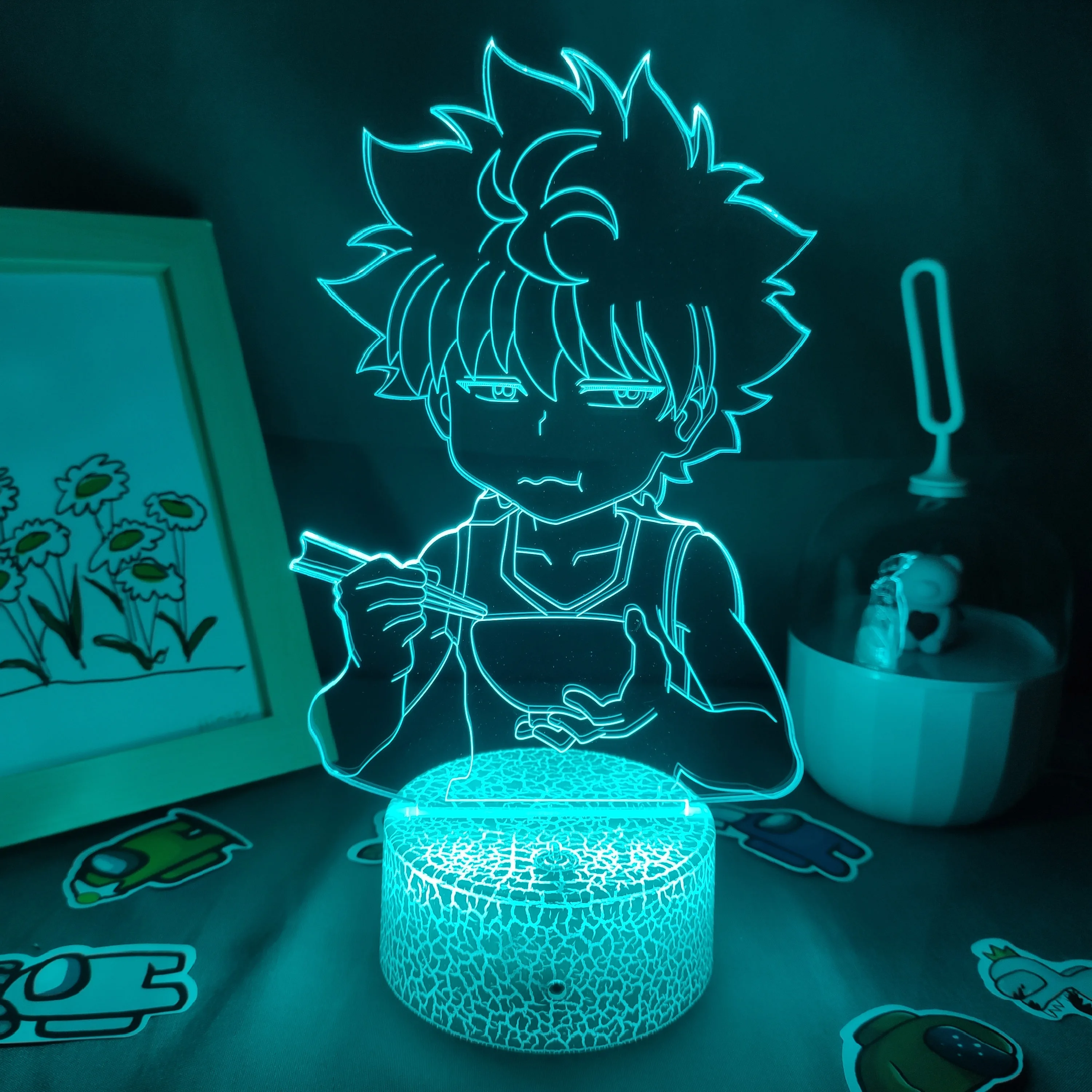 

Лавовая Лампа Hunter x Hunter Аниме Рисунок Killua Zoldyck; Сапожки в стиле Hxh 3D светодиодный RGB ночные огни, послужат прекрасным подарком для друзей Спальня манга стол Декор