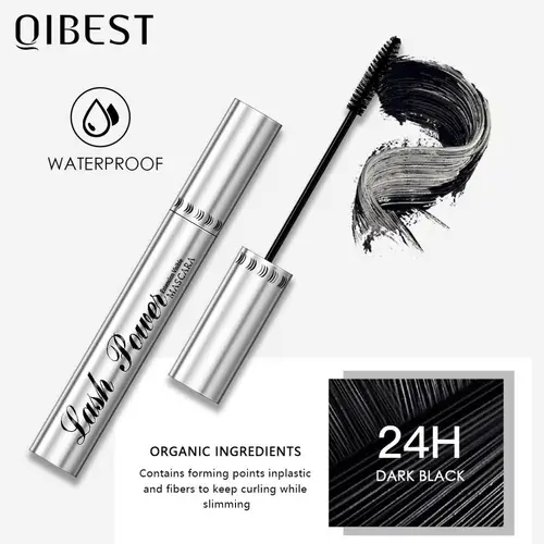 QIBEST 블랙 마스카라 속눈썹 마스카라 4D 실키 속눈썹 연장 속눈썹 메이크업 방수 마스카라 볼륨 아이 화장품 4
