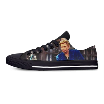 

Rock Star Johnny Hallyday Hot Cool Fashion High Quality Casual Canvas Shoes Low Top Breathable Sneakers 3D Print For Men Women