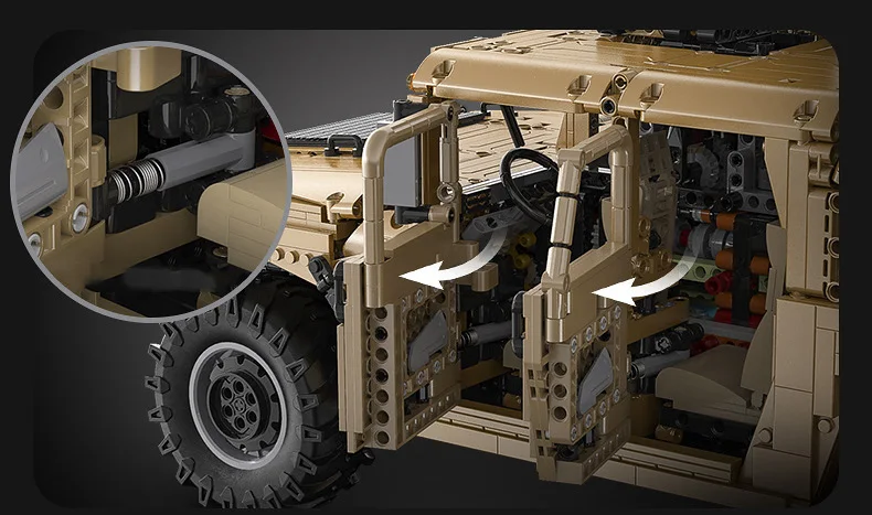 Technisches modernes Militärfahrzeug im Maßstab 1:8, 4 x 4, gepanzertes Humvee ORV-Baustein, Baumodell, Ziegelauto, Spielzeug für Geschenke – Detail 12