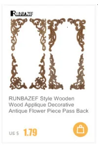Ретро винтажный деревянный резной Onlay аппликация Карпентер рамка наклейка мебель Украшение деревянное ремесло декоративные ворота цветочный орнамент