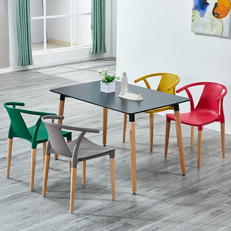 Modern Solid Wood Plastic Dining Chair Dining Room Nordic Home Bedroom Study Living Room Coffee Plastic Study Cafe Dining Chair