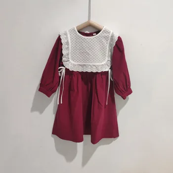 

2 3 4 5 6 7 8 Y Girl Dress High Quality Gold Velvet Long Sleeve Princess Dress Kids Clothing Fashion Lace Stitching Girl Dress