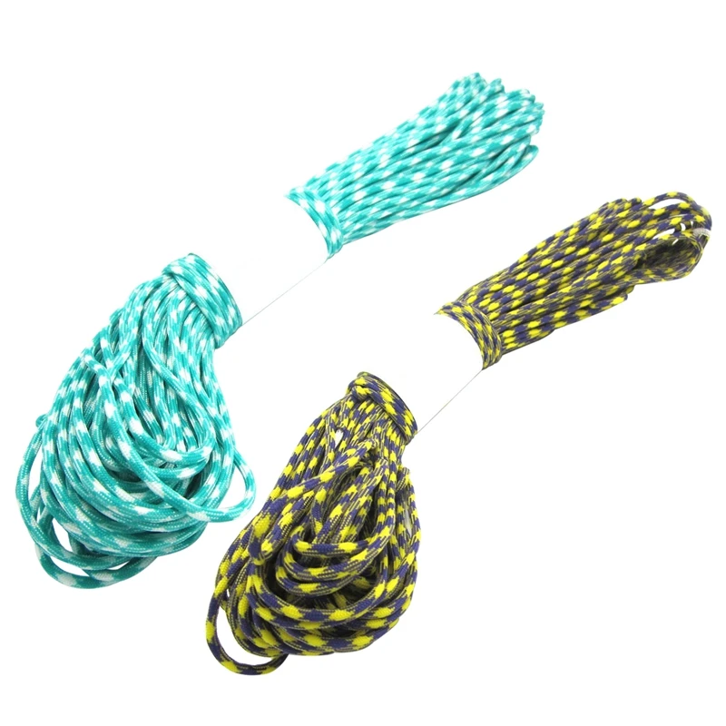 

2 Pcs Parachute Rope 7 Strands 550 Pounds 100 Feet: 1 Pcs Purple + Yellow Parachute Code Rope & 1 Pcs Blue Lake Camo Parachute C