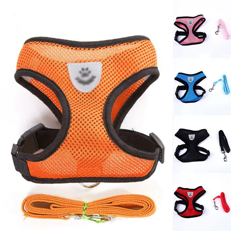 Conjunto de arnés y correa para mascotas pequeñas, chaleco para cachorros y gatos, Collar para perros pequeños y medianos, Correa al pecho para mascotas de seguridad bonita transpirable