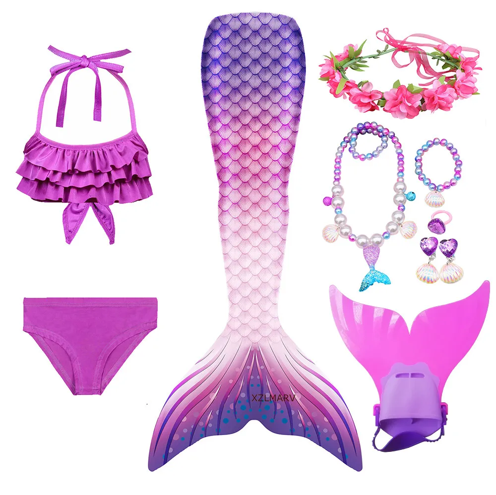 Party Dress Kids Girl Mermaid Tail Swimsuit Beach Bikini Costume Cosplay Halloween Girls Birthday Gifts | Тематическая одежда и