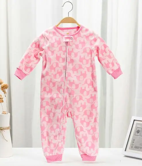 Pink elephant Детские комбинезоны, Осенние флисовые пальто для младенцев, одежда с капюшоном и ушками, милые камуфляжные комбинезоны для маленьких мальчиков, одежда - Цвет: Pink elephant