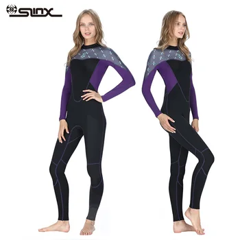 

SLINX Women Wetsuit 2mm Neoprene Long-sleeved Female Full Body Scuba Surfing Wet Suit Patchwork Diving Suit Swimsuit Keep Warm