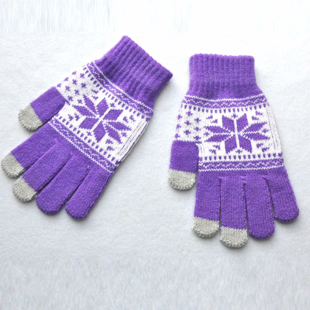 Модные мужские и женские зимние перчатки с надписью, кепки для активных смартфонов, вязаные мягкие перчатки для экрана, тактические перчатки, Handschoenen - Цвет: Фиолетовый