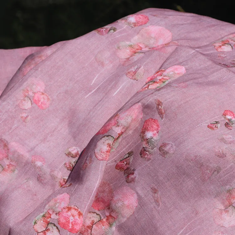 

High-end pure ramie tissus digital printing fabric summer thin style Clothing robe dress patchwork