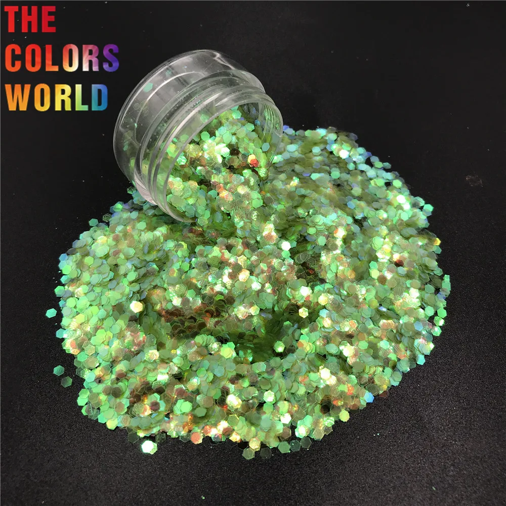 

TCR10 Iridescent Rainbow Light Green Color Hexagon Shape Nail Glitter Art Decoration Body Glitter Eye Shadow Henna Handwork DIY