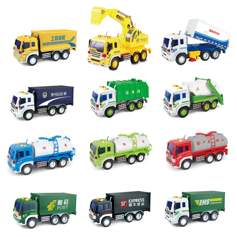 

Light And Sound Inertia Toy Car Educational Early Childhood Story Machine Garbage Compartmental Sanitation Car Model Toy Set