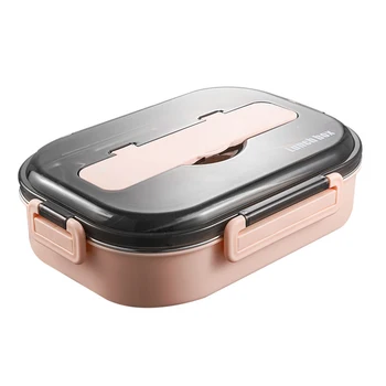 

Stainless Steel 304 Lunch Box With Spoon Leak-proof Lunch Bento Boxes Dinnerware Set Microwave Adult Children Food Container-30
