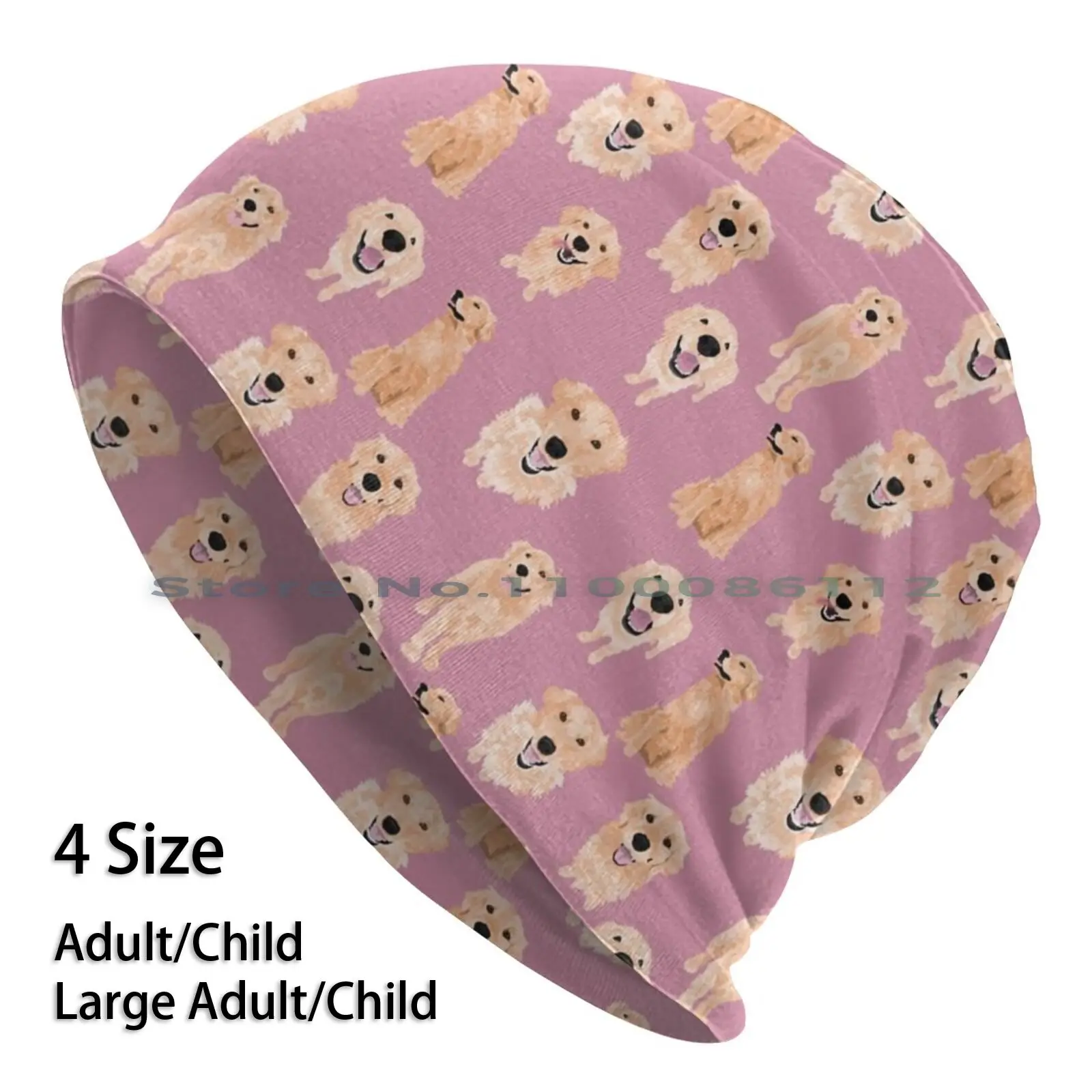 Golden Retrievers On Pink Beanies Knit Hat Retievers Dog Puppy Happy Brimless Knitted Skullcap Gift |