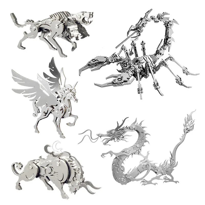 Microworld 3D Metal Animal Styling Puzzle Models Kits Steel Warcraft Manual DIY Assembled Jigsaw Birthdays Gifts For Kids Adults