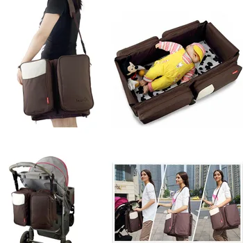 

Mummy Large Capacity Nappy Bag Multifunction Waterproof Portable Travel Bed Baby Cribs Changing Diapers Foldable Shoulder Bag