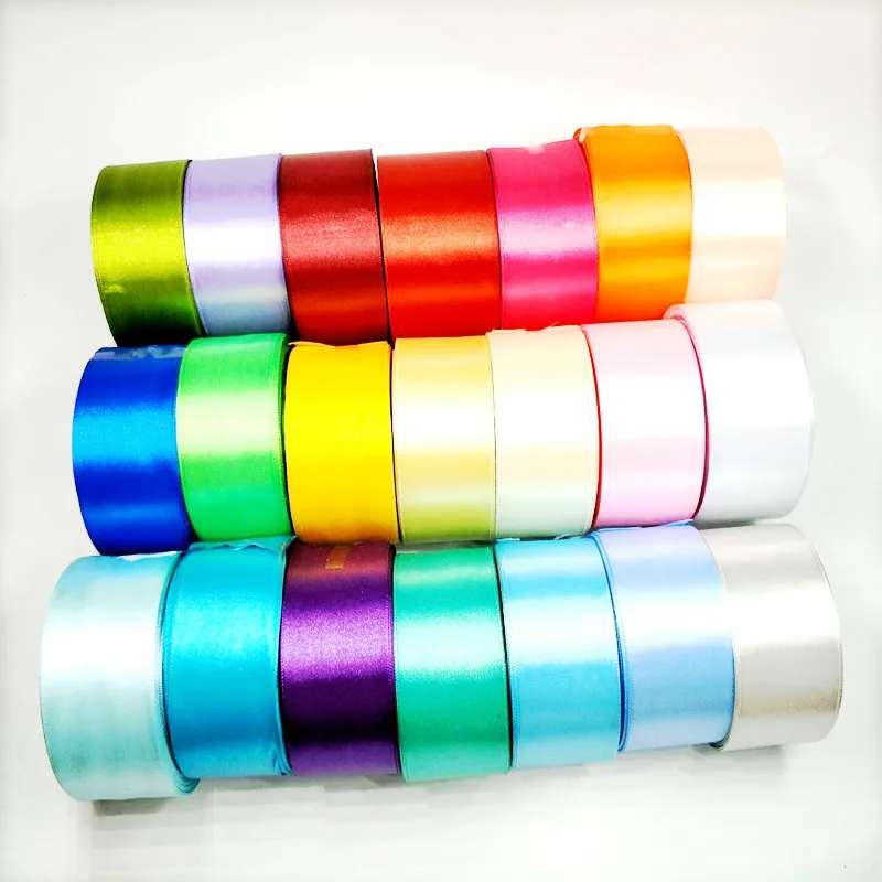 HL 5 meters 15/20/25/40/50mm  Solid Color Satin Ribbons Wedding Decorative Gift Box Wrapping Belt DIY Crafts